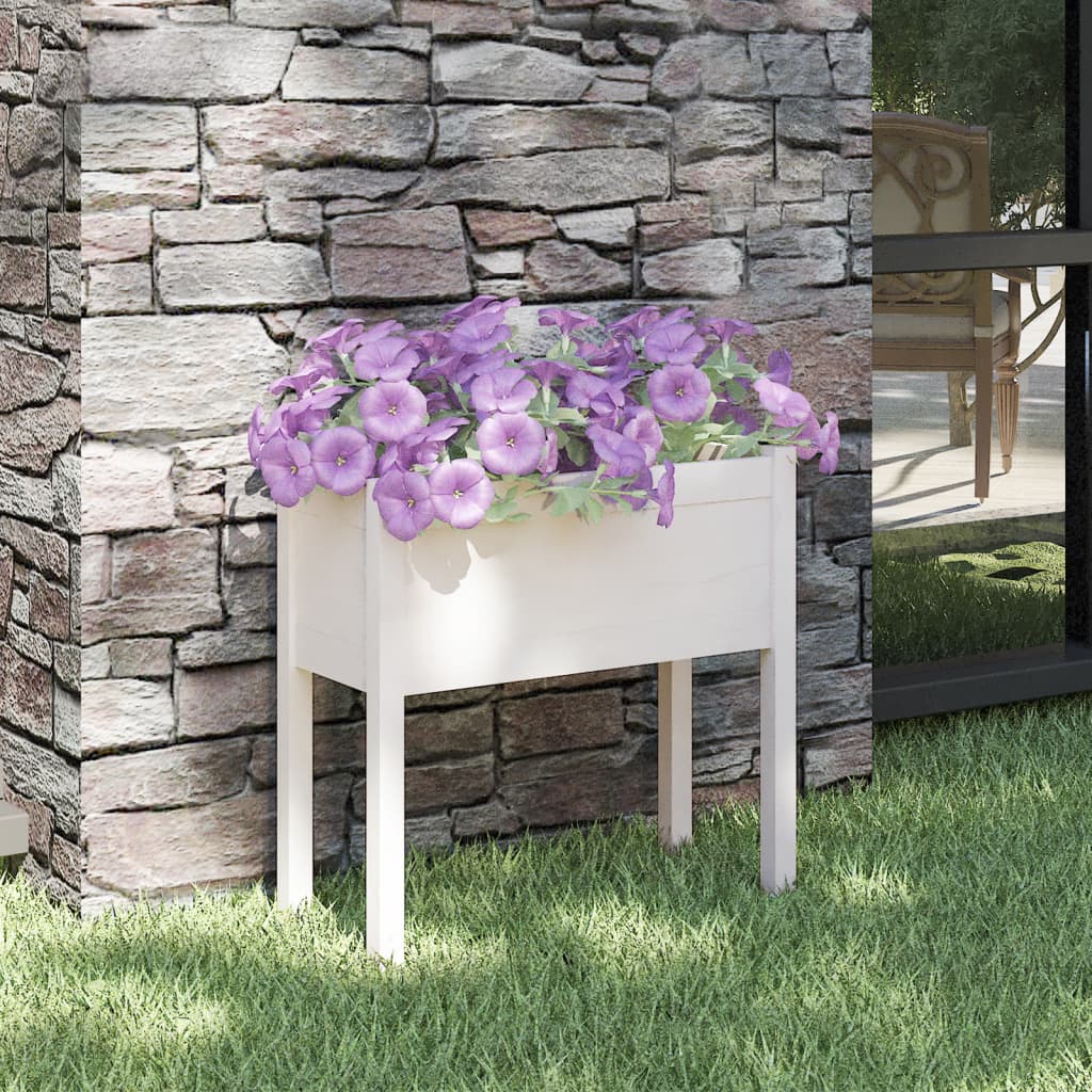 Fioriera da Giardino Bianca 70x31x70 cm Legno Massello di Pino 810821