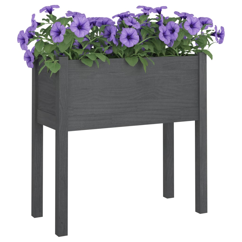 Fioriera da Giardino Grigia 70x31x70 cm Legno Massello di Pino cod mxl 67109