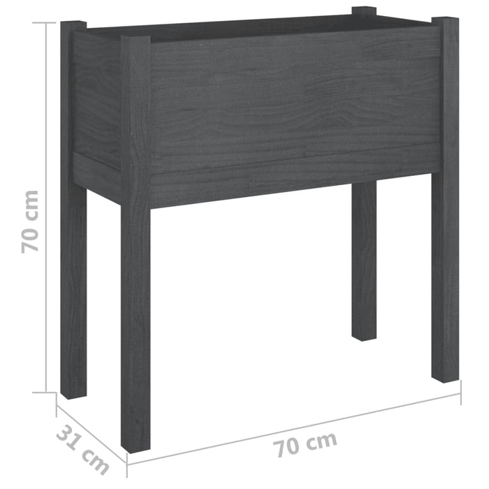 Fioriera da Giardino Grigia 70x31x70 cm Legno Massello di Pino cod mxl 67109