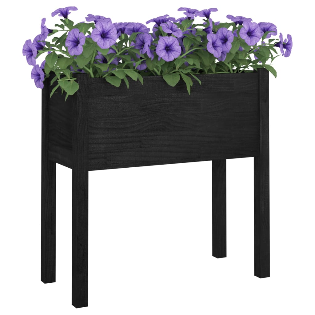 Fioriere da Giardino 2 pz Nere 70x31x70 cm in Legno di Pino cod mxl 66885