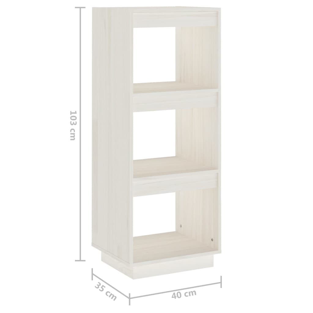 Libreria/Divisorio Bianco 40x35x103cm in Legno Massello di Pino