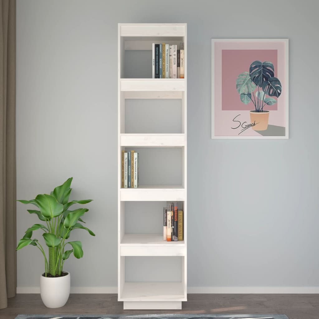 Libreria/Divisorio Bianco 40x35x167cm in Legno Massello di Pino cod mxl 9856