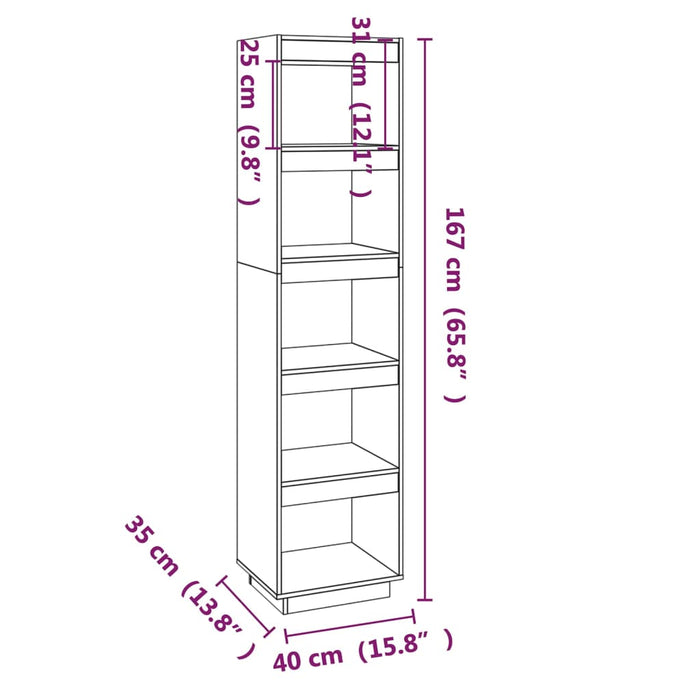 Libreria/Divisorio Bianco 40x35x167cm in Legno Massello di Pino cod mxl 9856