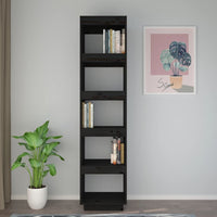 Libreria/Divisorio Nero 40x35x167 cm in Legno Massello di Pino cod mxl 18901