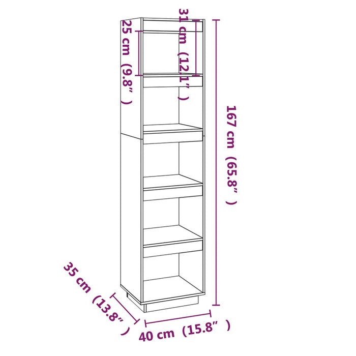 Libreria/Divisorio Nero 40x35x167 cm in Legno Massello di Pino cod mxl 18901