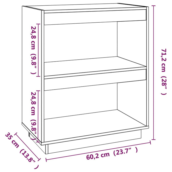 Libreria Marrone Miele 60x35x71 cm in Legno Massello di Pino