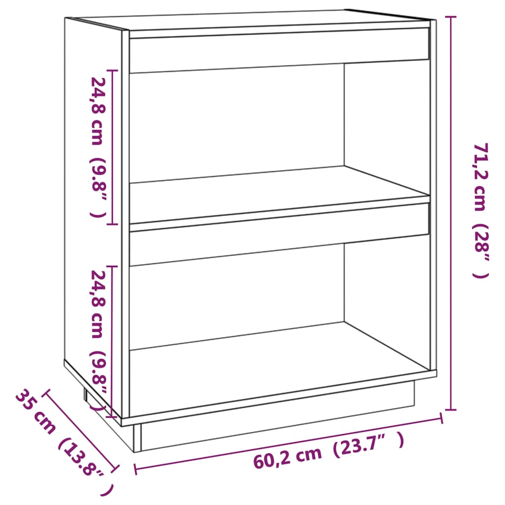 Libreria Nera 60x35x71 cm in Legno Massello di Pino cod mxl 19079