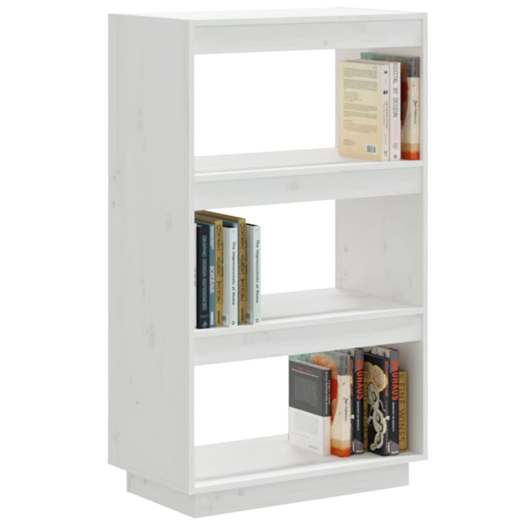 Libreria/Divisorio Bianco 60x35x103cm in Legno Massello di Pino