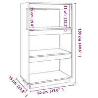 Libreria/Divisorio Grigio 60x35x103cm in Legno Massello di Pino cod 10850