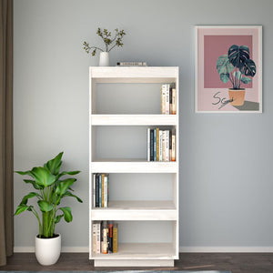 Libreria/Divisorio Bianco 60x35x135 cm Legno Massello di Pino