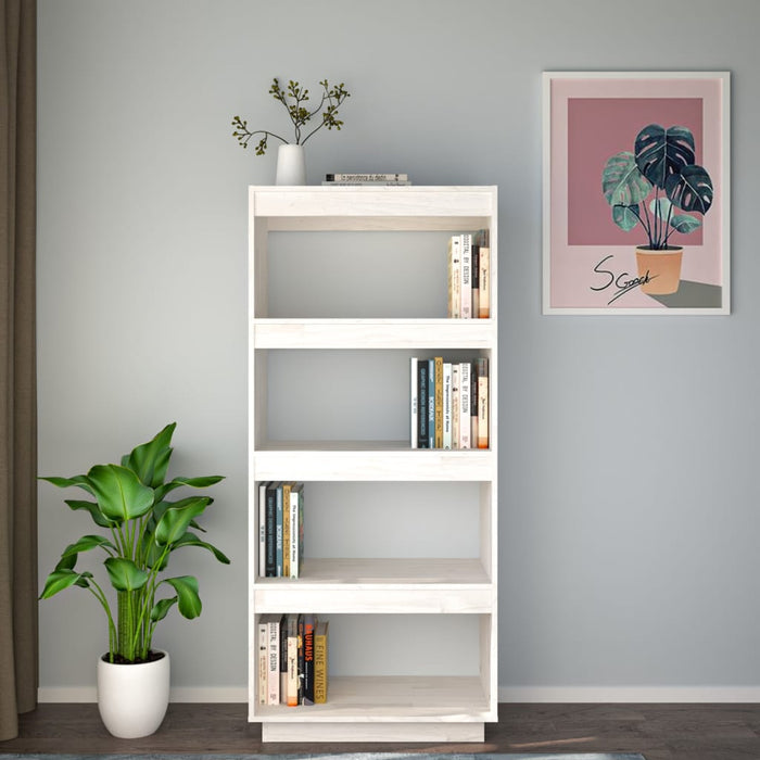 Libreria/Divisorio Bianco 60x35x135 cm Legno Massello di Pino