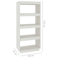 Libreria/Divisorio Bianco 60x35x135 cm Legno Massello di Pino