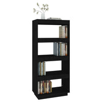 Libreria/Divisorio Nero 60x35x135 cm in Legno Massello di Pino