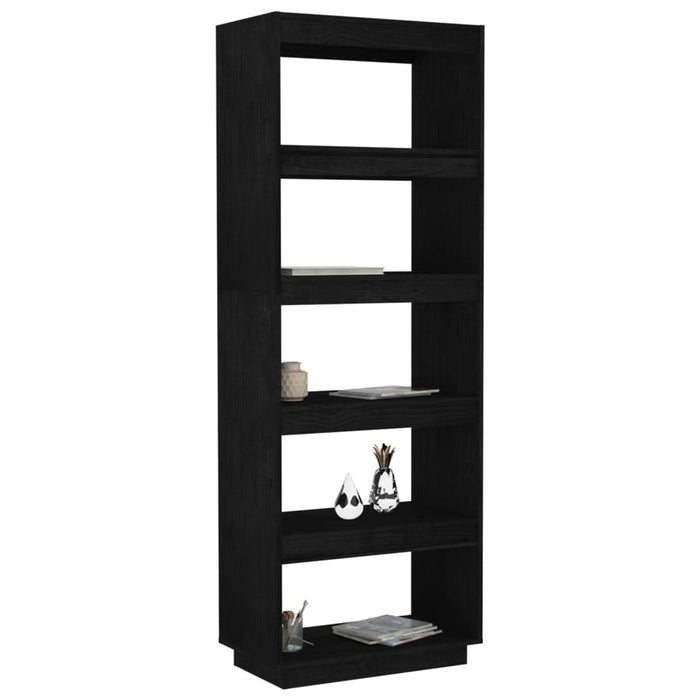 Libreria/Divisorio Nero 60x35x167 cm in Legno Massello di Pino