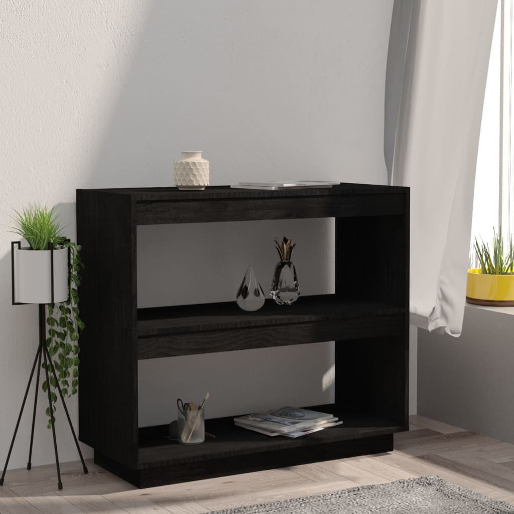 Libreria Nera 80x35x71 cm in Legno Massello di Pino cod mxl 19294