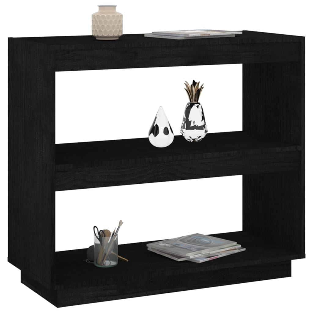 Libreria Nera 80x35x71 cm in Legno Massello di Pino cod mxl 19294