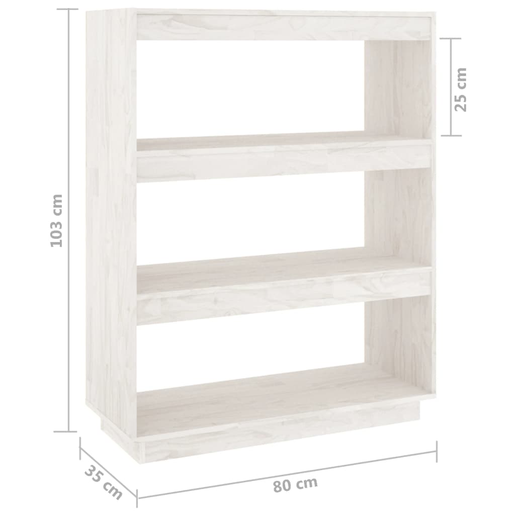 Libreria/Divisorio Bianco 80x35x103 cm Legno Massello di Pino