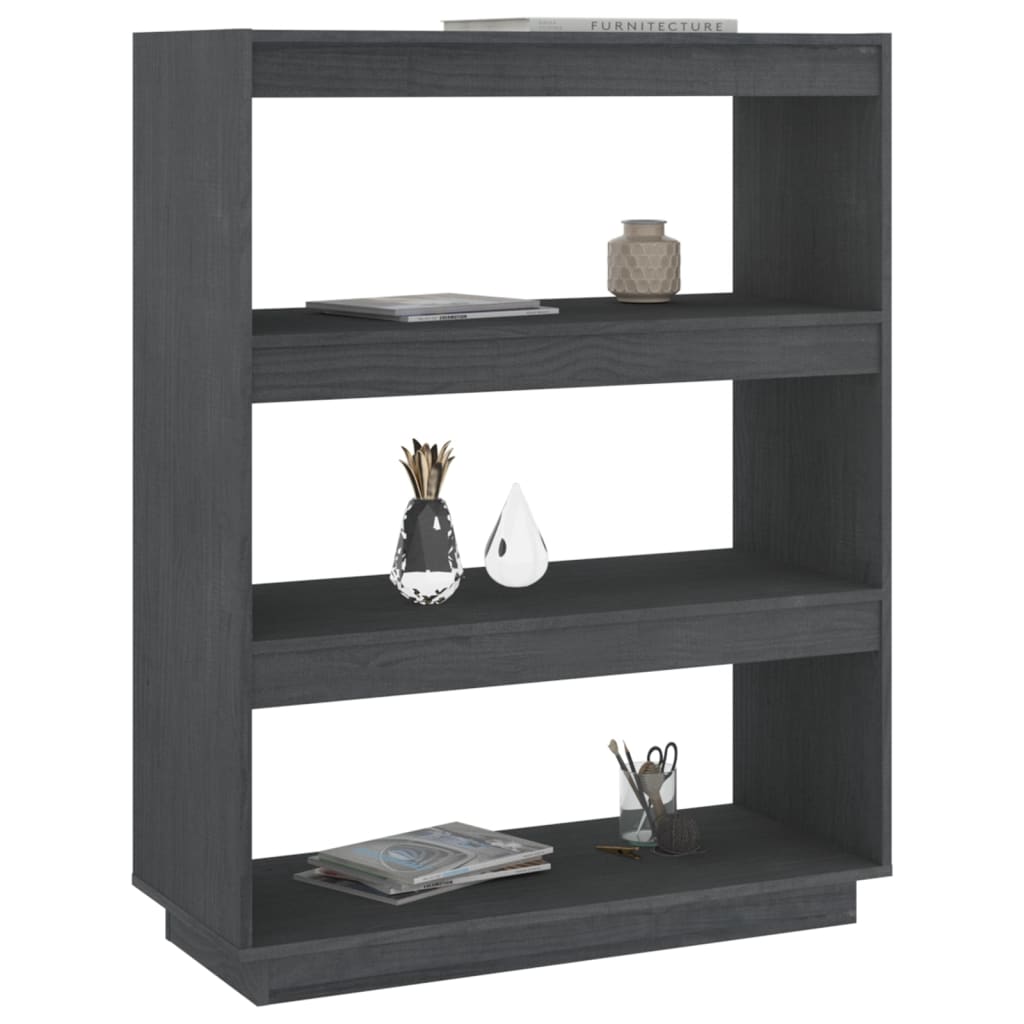 Libreria/Divisorio Grigio 80x35x103 cm Legno Massello di Pino cod 10849