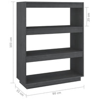 Libreria/Divisorio Grigio 80x35x103 cm Legno Massello di Pino