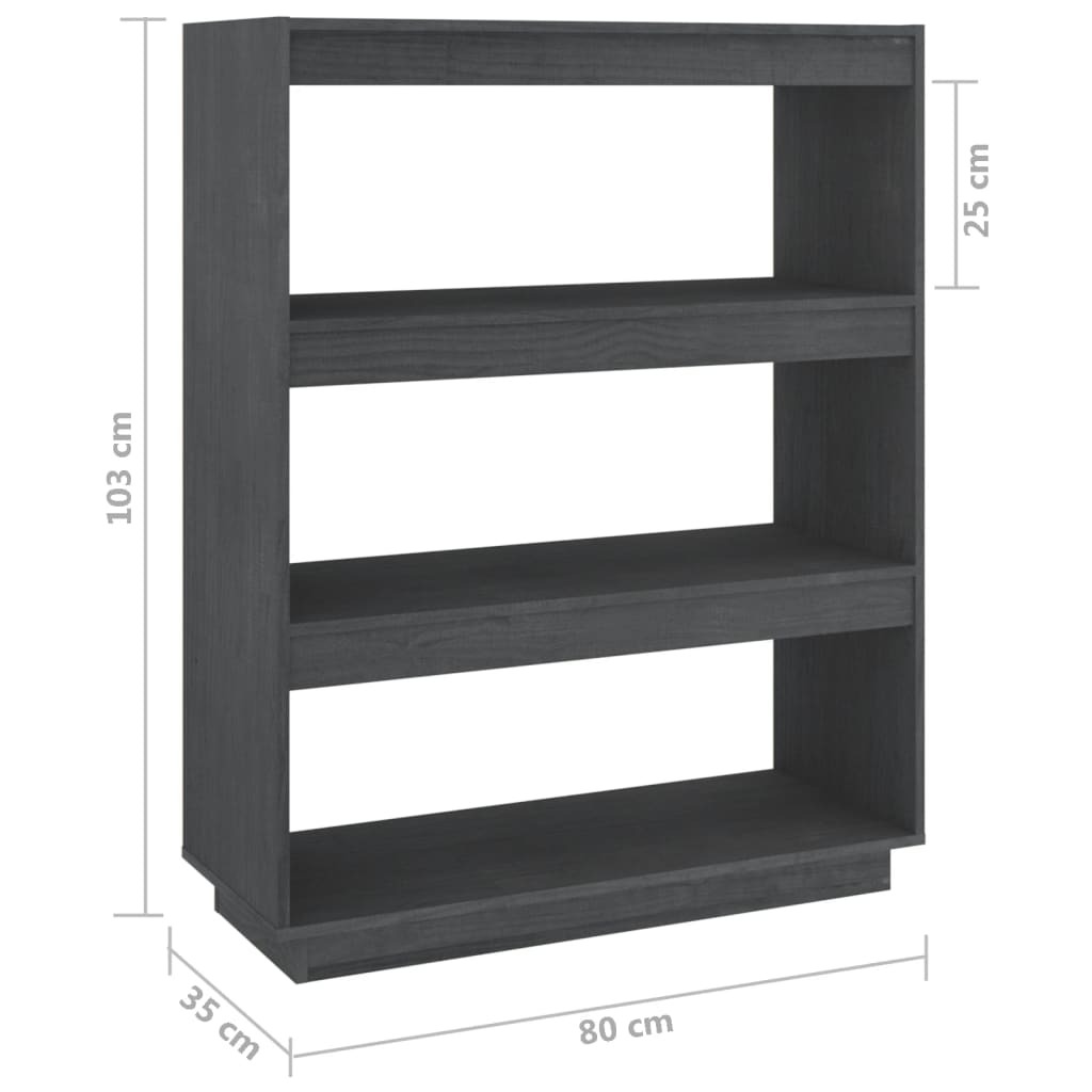 Libreria/Divisorio Grigio 80x35x103 cm Legno Massello di Pino cod 10849