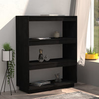 Libreria/Divisorio Nero 80x35x103 cm in Legno Massello di Pino cod mxl 15513