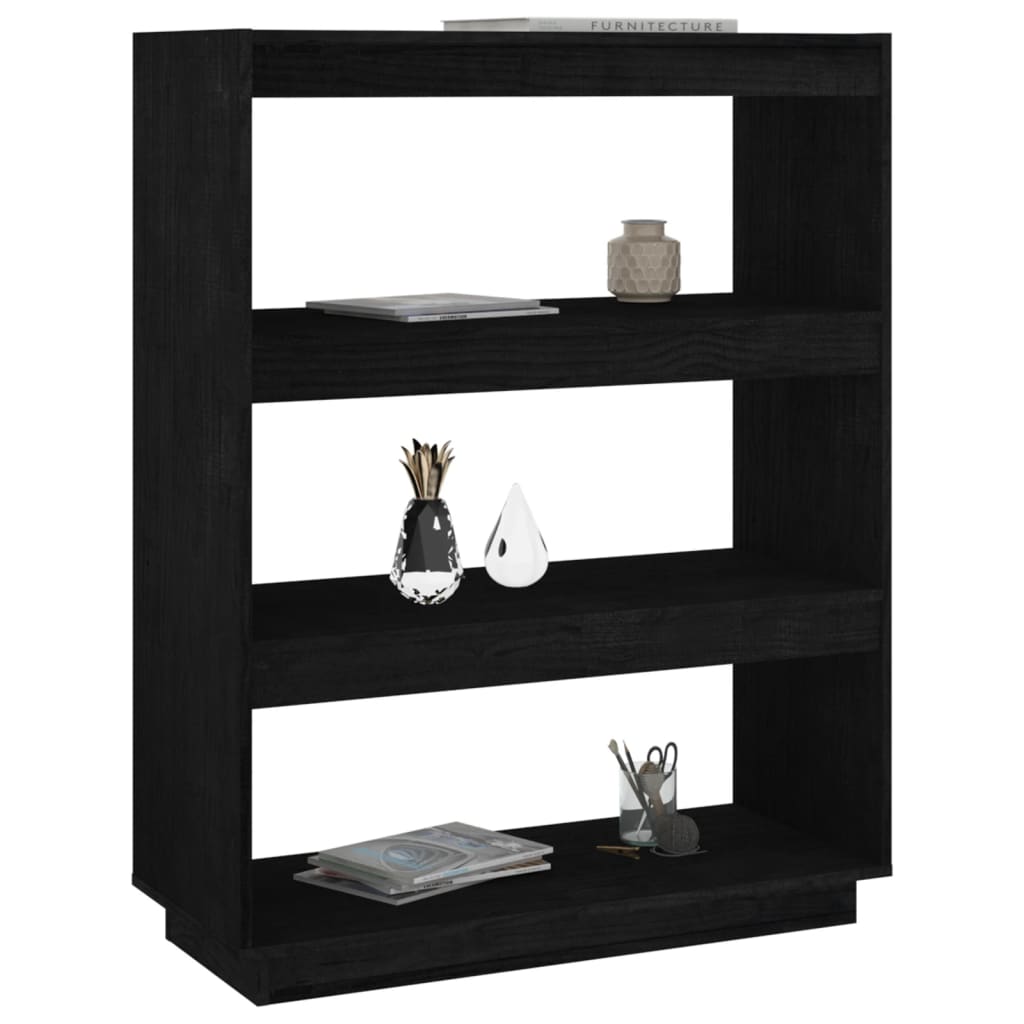 Libreria/Divisorio Nero 80x35x103 cm in Legno Massello di Pino cod mxl 15513