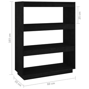 Libreria/Divisorio Nero 80x35x103 cm in Legno Massello di Pino cod mxl 15513