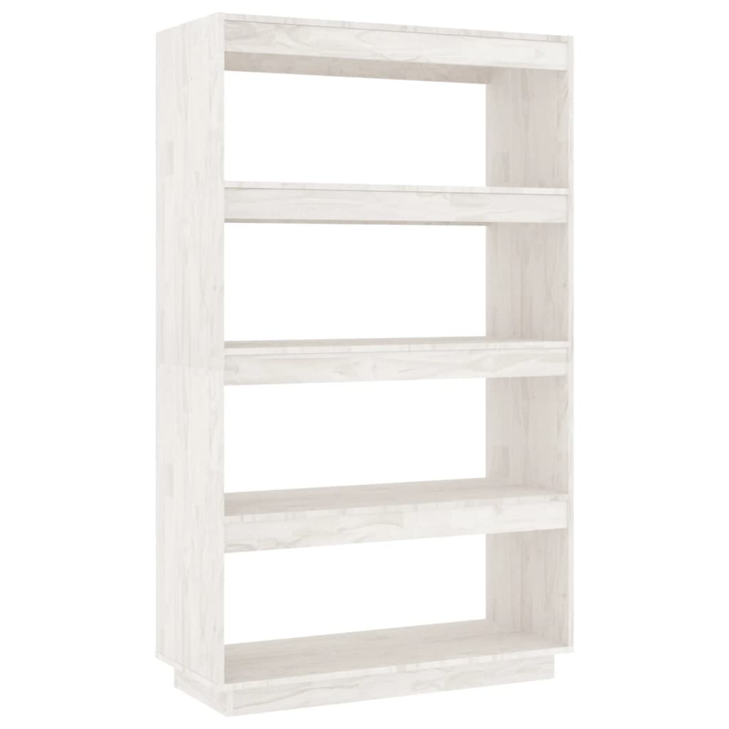 Libreria/Divisorio Bianco 80x35x135 cm Legno Massello di Pino