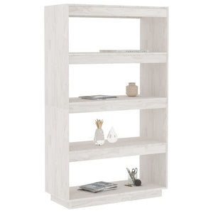 Libreria/Divisorio Bianco 80x35x135 cm Legno Massello di Pino