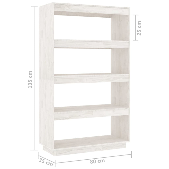 Libreria/Divisorio Bianco 80x35x135 cm Legno Massello di Pino