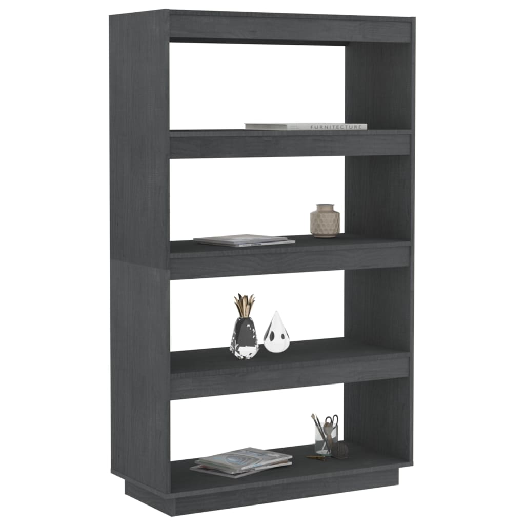 Libreria/Divisorio Grigio 80x35x135 cm Legno Massello di Pino