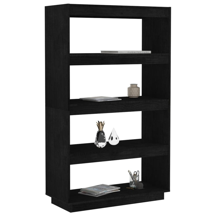 Libreria/Divisorio Nero 80x35x135 cm in Legno Massello di Pino cod mxl 13487