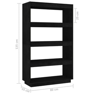 Libreria/Divisorio Nero 80x35x135 cm in Legno Massello di Pino cod mxl 13487