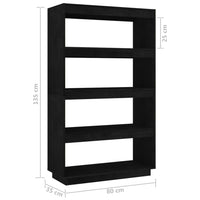 Libreria/Divisorio Nero 80x35x135 cm in Legno Massello di Pino 810893