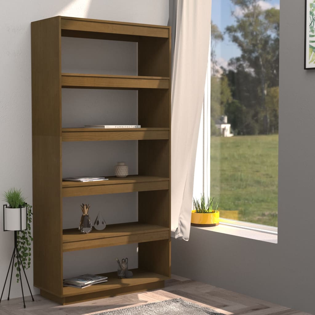 Libreria/Divisorio Marrone Miele 80x35x167 cm in Legno di Pino