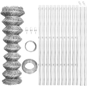 Rete di Recinzione con Pali in Acciaio Zincato 25x1,5 m Argento 145753