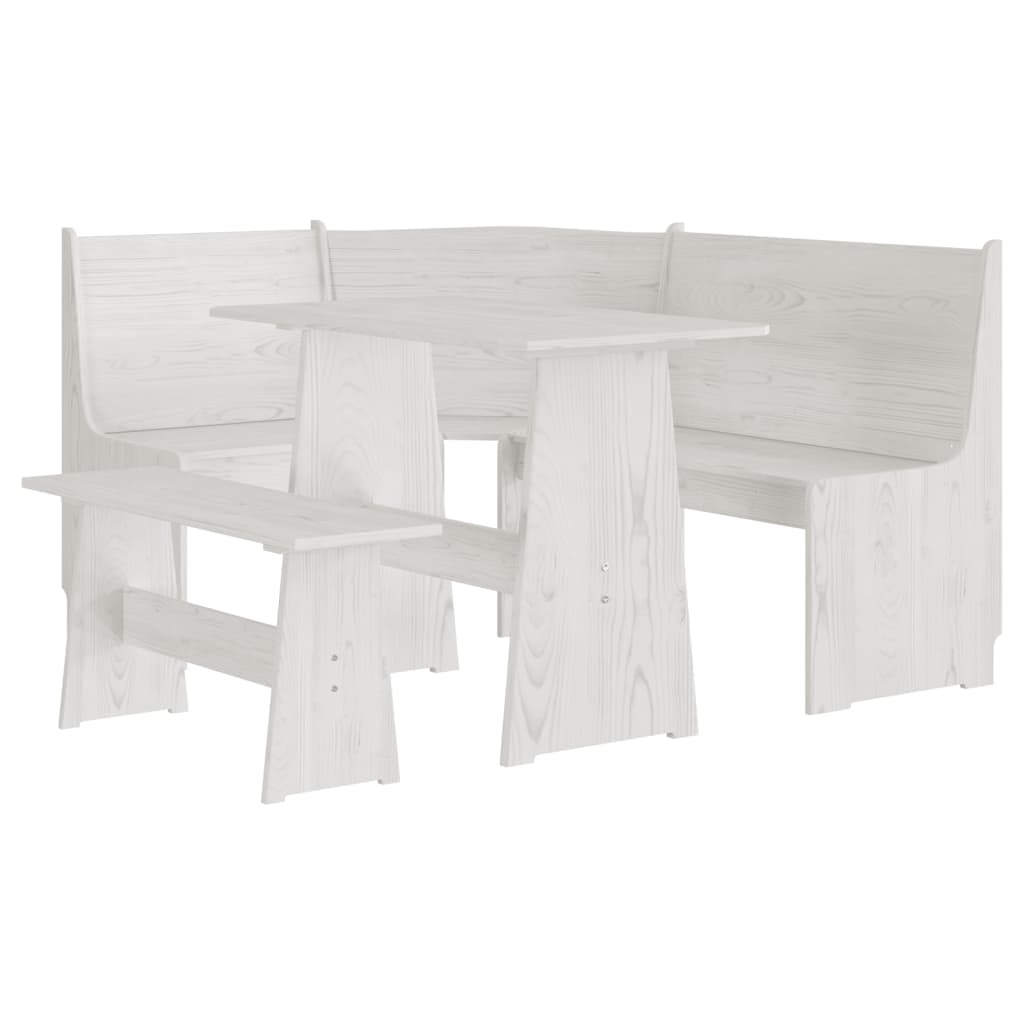 Set da Pranzo 3 pz REINE Bianco in Legno Massello di Pino 3096568