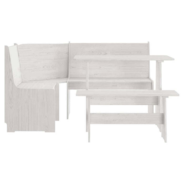 Set da Pranzo 3 pz REINE Bianco in Legno Massello di Pino 3096568