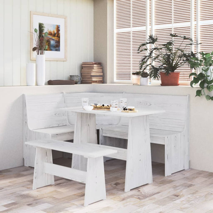 Set da Pranzo 3 pz REINE Bianco in Legno Massello di Pino 3096568