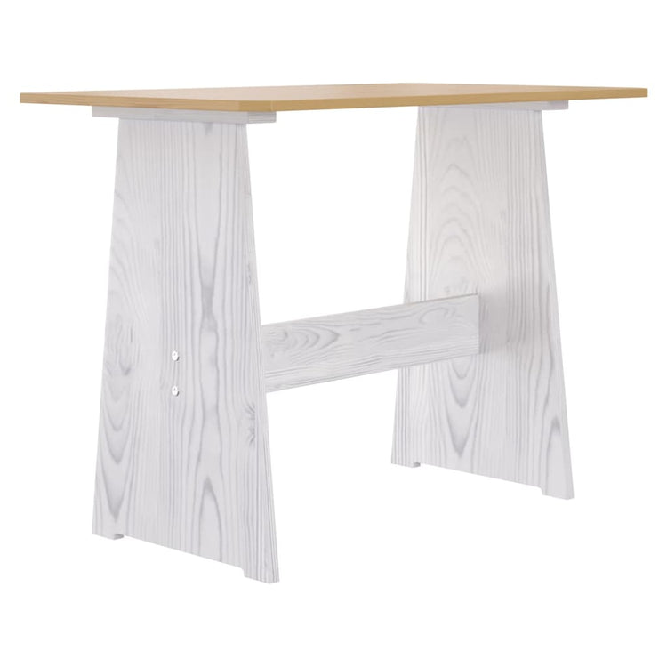 Set da Pranzo 3 pz Marrone Miele e Bianco in Legno di Pino