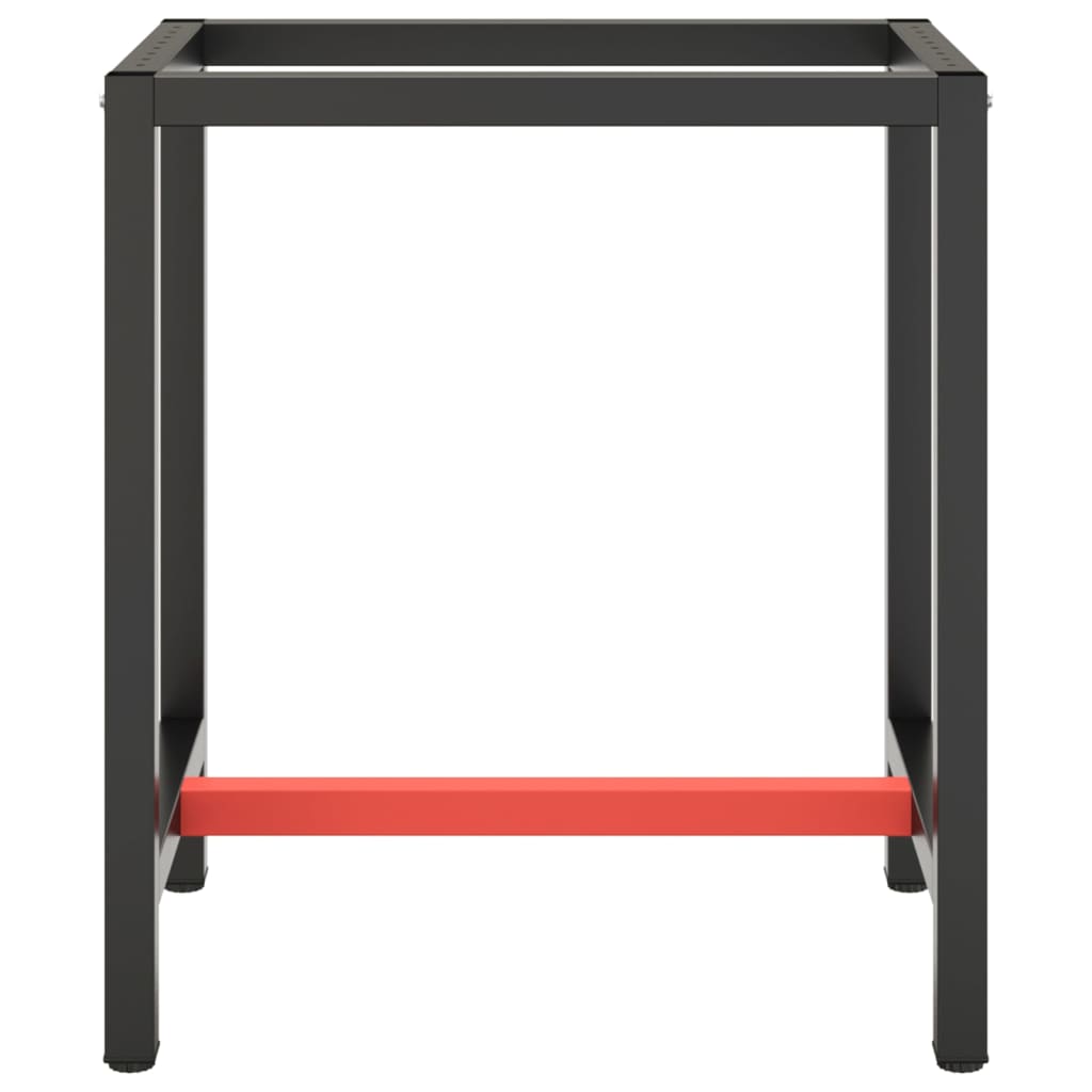 Telaio per Banco da Lavoro Nero Rosso Opaco 70x50x79 cm Metallo 151449