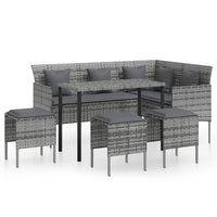 Set Mobili 5 pz Divano a L con Cuscini in Polyrattan Grigio cod mxl 49381