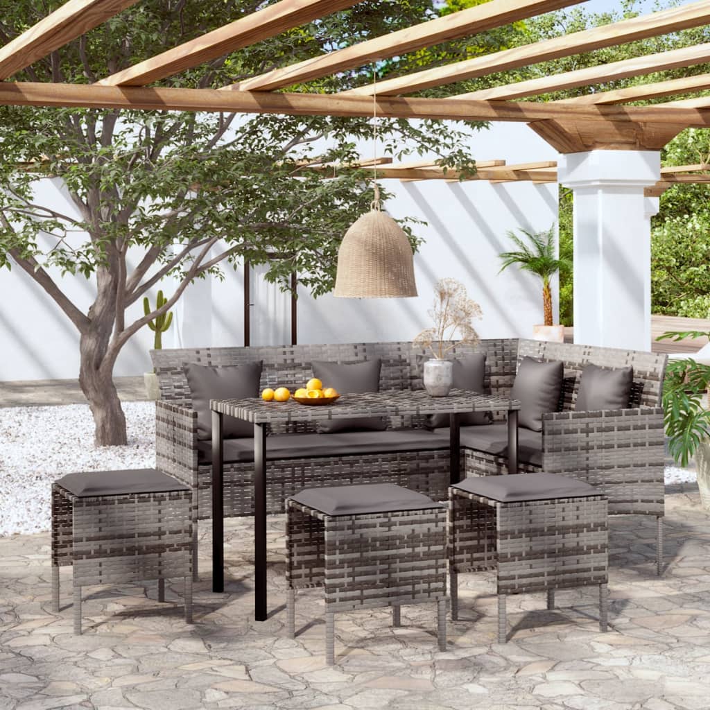 Set Mobili 5 pz Divano a L con Cuscini in Polyrattan Grigio cod mxl 49381