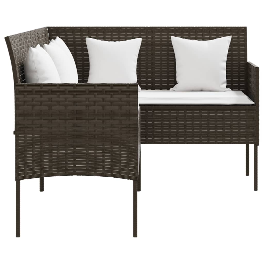 Set Divano a L con Cuscini 5 pz Marrone in Polyrattan 318580