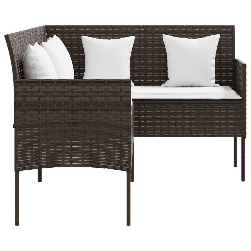 Divano a Forma di L con Cuscini in Polyrattan Marrone 318583