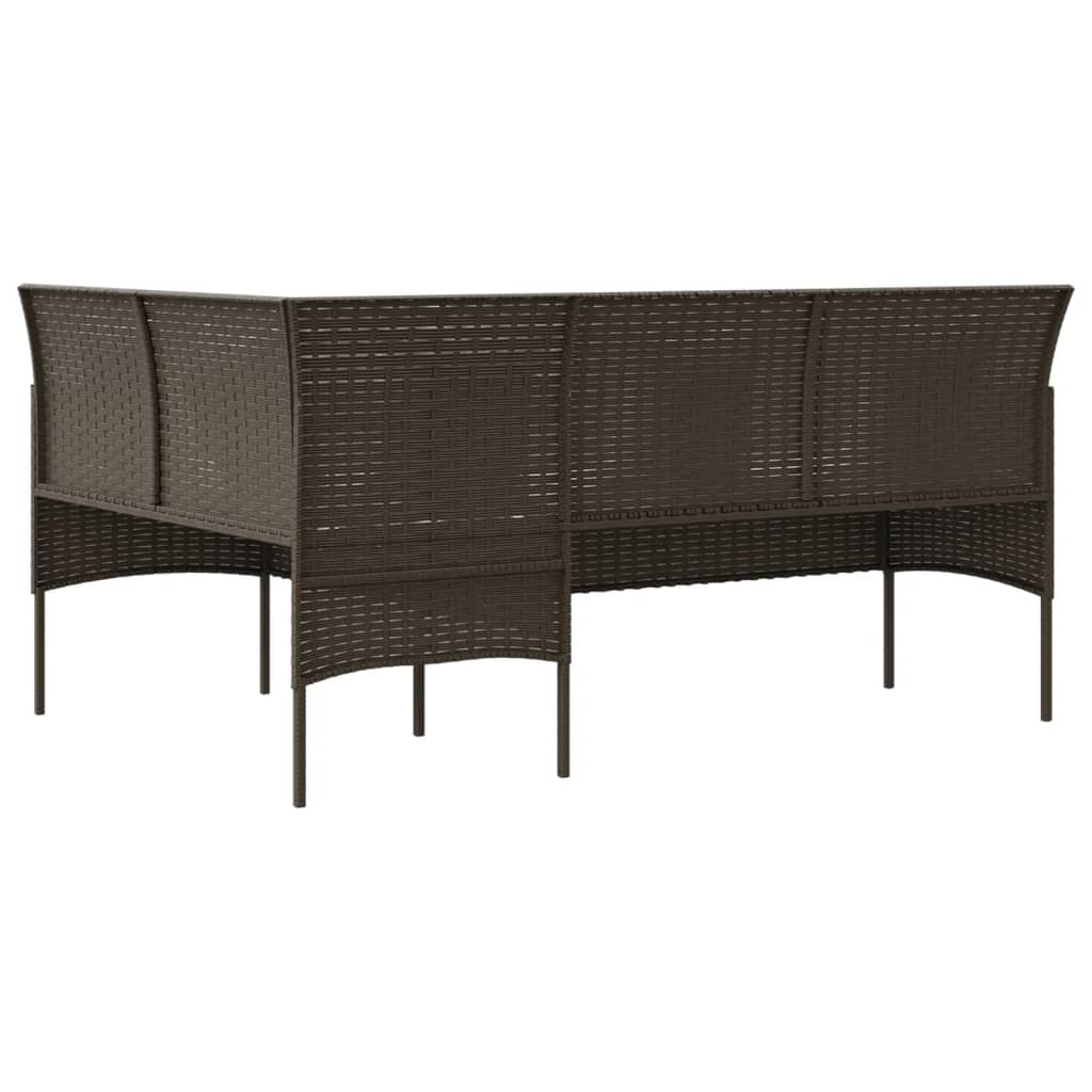 Divano a Forma di L con Cuscini in Polyrattan Marrone 318583