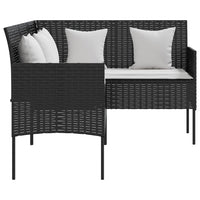 Divano a Forma di L con Cuscini in Polyrattan Nero 318584