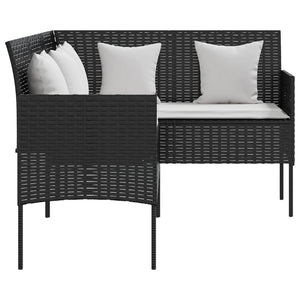 Divano a Forma di L con Cuscini in Polyrattan Nero 318584