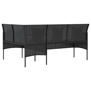 Divano a Forma di L con Cuscini in Polyrattan Nero 318584