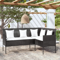 Divano a Forma di L con Cuscini in Polyrattan Nero 318584